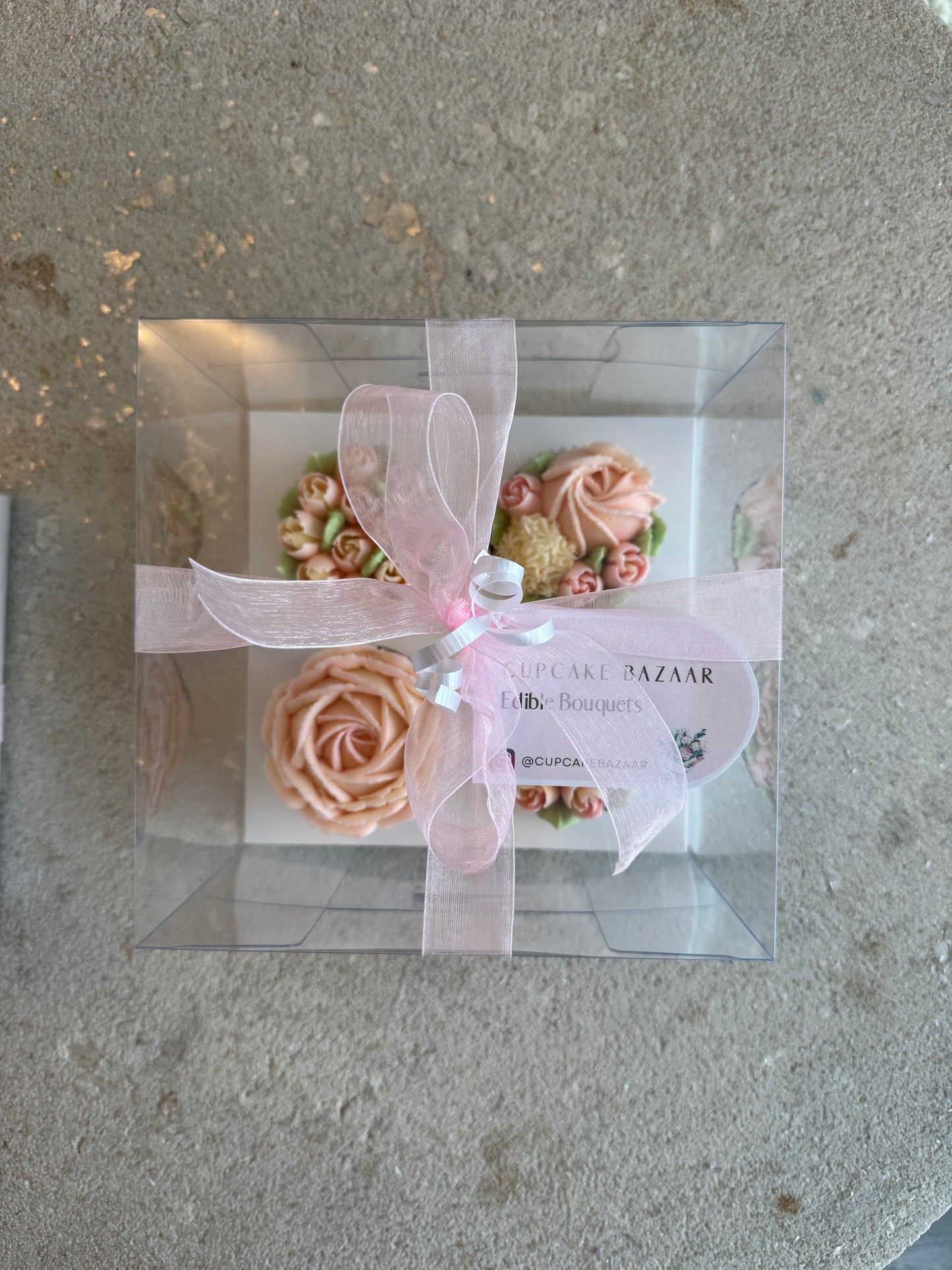 BLUSH - Box of 4 Floral Cupcakes - Edible Florals - Classic Standard 4 - Edible Arrangements - Fresh and Delicate Cupcake Creations - Dessert