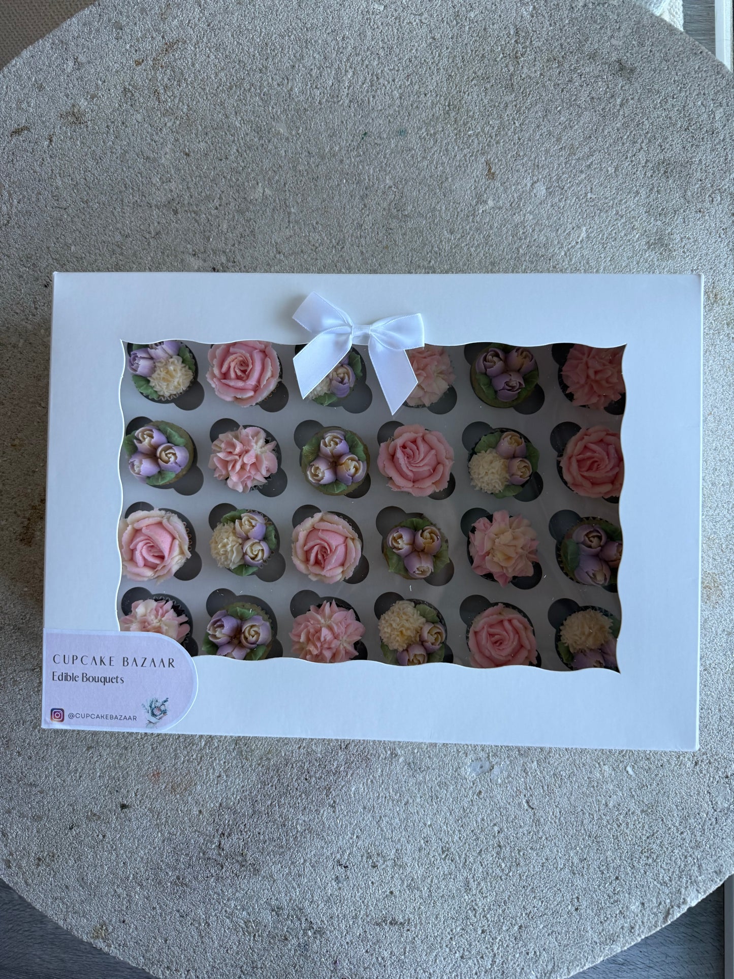 FAIRY - Box of Mini 24 Floral Cupcakes - Edible Florals - Classic Mini 24 - Edible Arrangements - Fresh and Delicate Cupcake Creations - Dessert