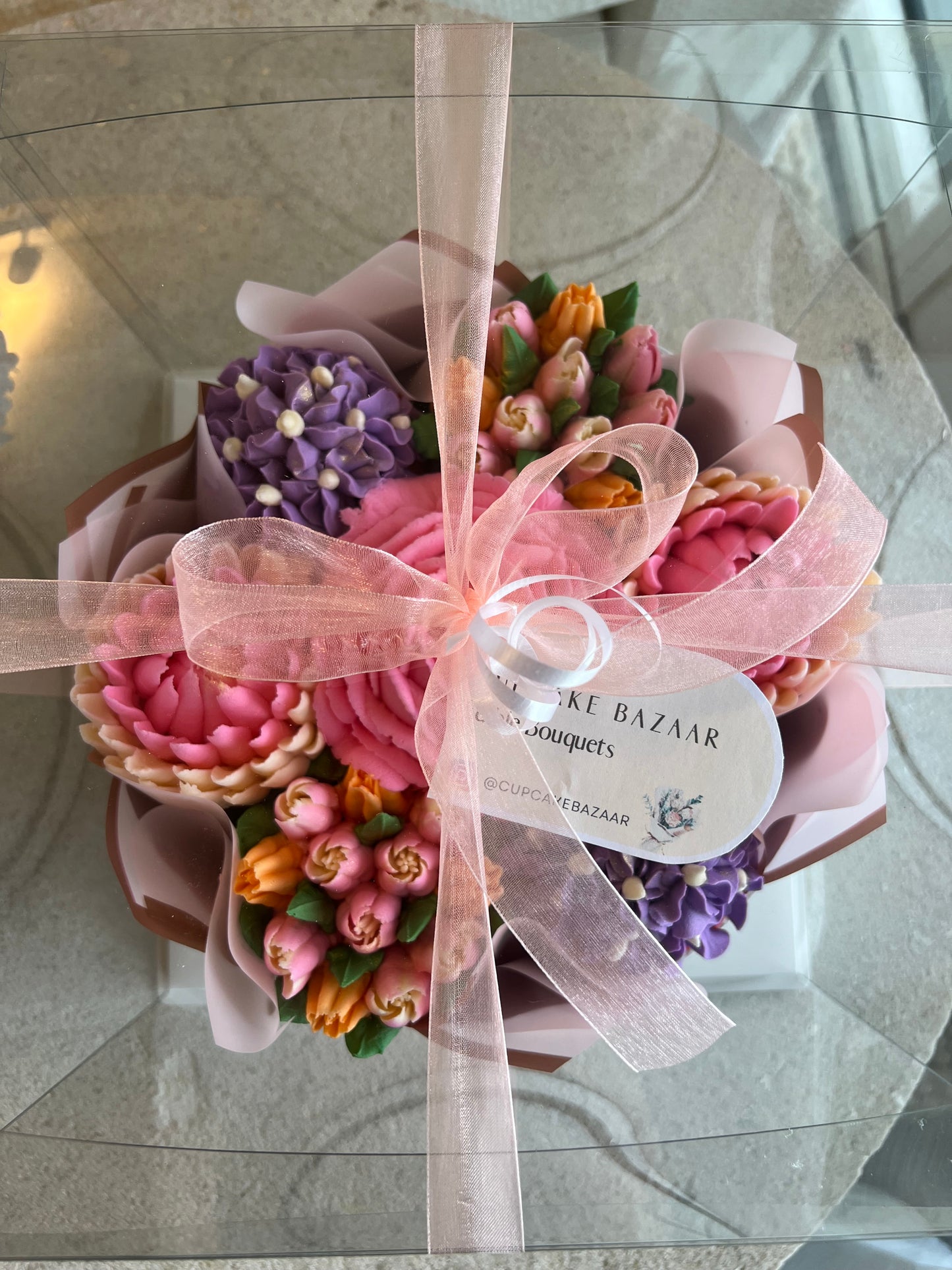 SOLEIL - Bouquet of 7 Floral Cupcakes - Edible Florals - Deluxe Bouquet - Edible Arrangements - Fresh and Delicate Cupcake Creations - Flowers in a Box - Dessert