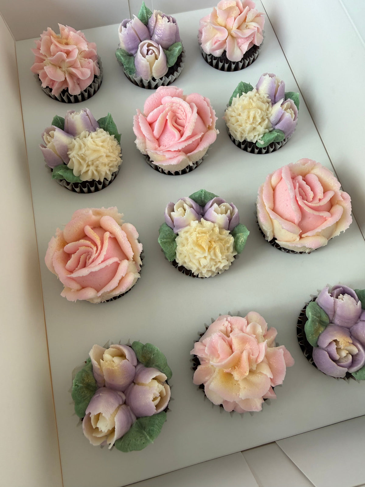 FAIRY - Box of Mini 12 Floral Cupcakes - Edible Florals - Classic Mini 12 - Edible Arrangements - Fresh and Delicate Cupcake Creations - Dessert