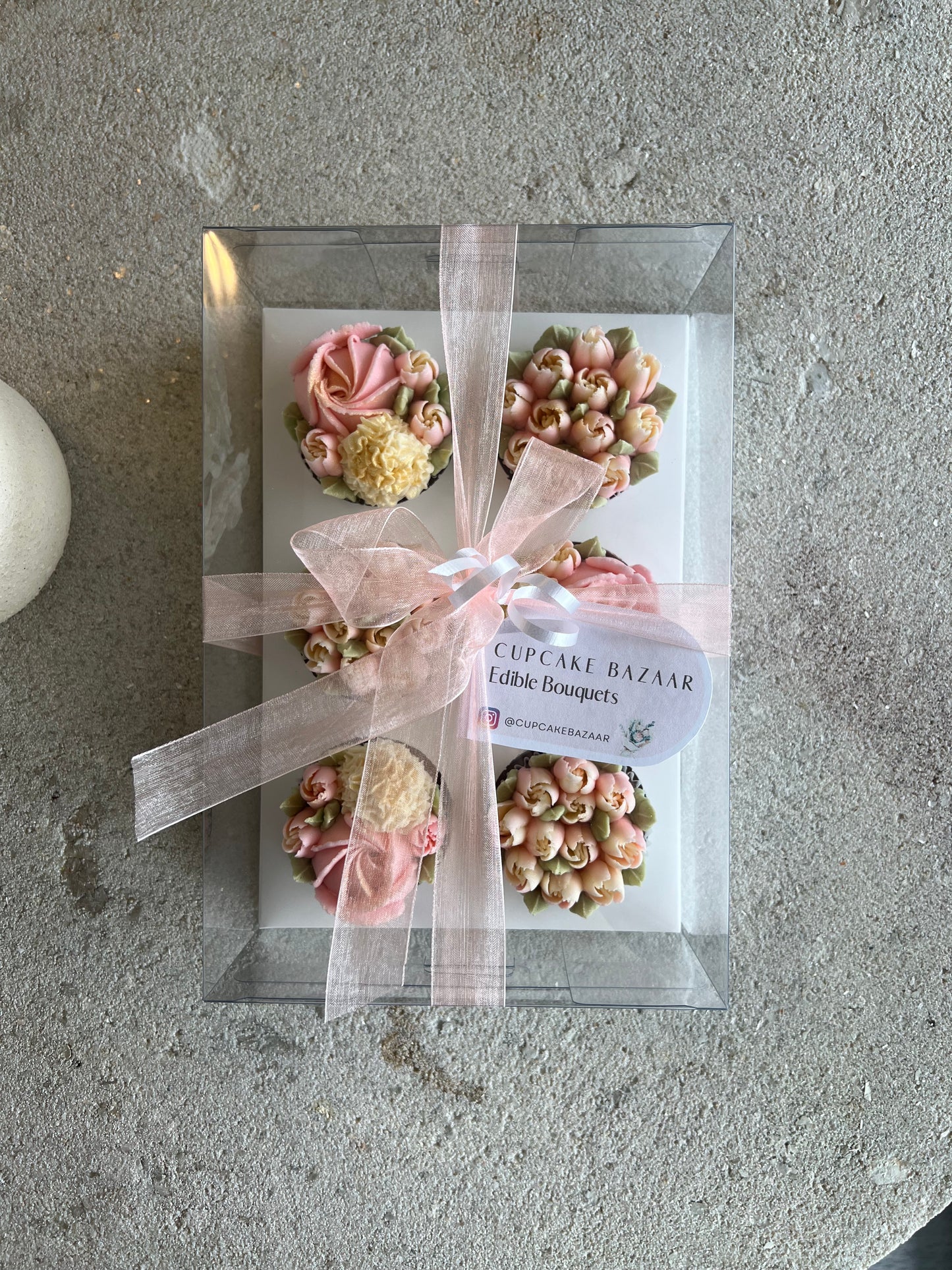 BLUSH TULIPS - Box of 6 Floral Cupcakes - Edible Florals - Classic Standard 6 - Edible Arrangements - Fresh and Delicate Cupcake Creations - Dessert