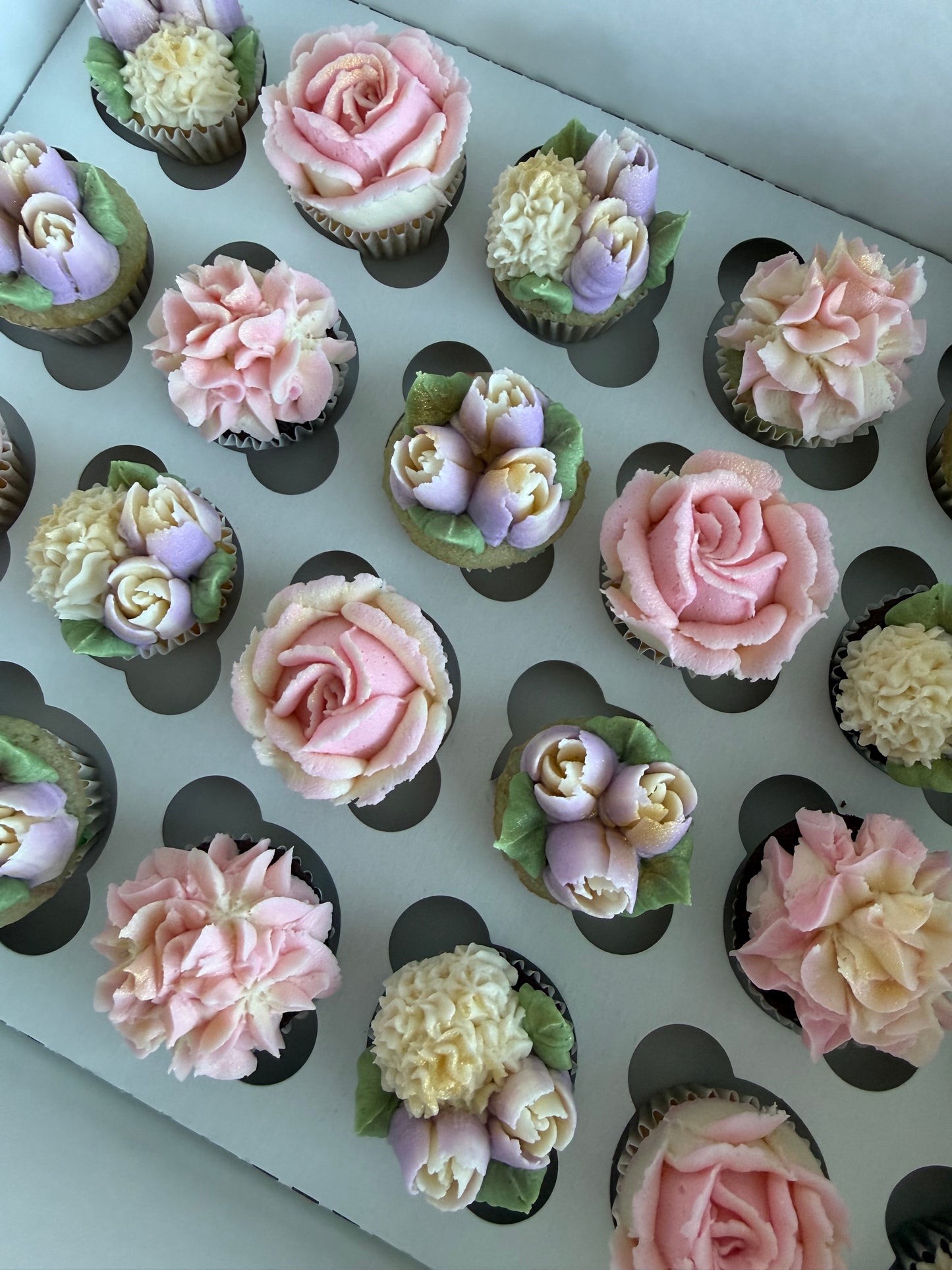 FAIRY - Box of Mini 24 Floral Cupcakes - Edible Florals - Classic Mini 24 - Edible Arrangements - Fresh and Delicate Cupcake Creations - Dessert