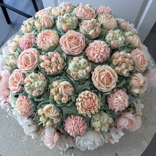 BABY BLUSH PINK - Levitating Bouquet Series - Edible Arrangements - Edible Floral Centrepieces - Cupcake Dome - Dessert