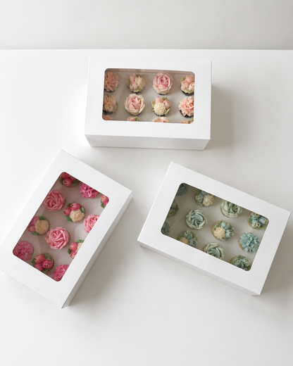 Luxury 12 Mini Window-Lid Cupcake Box - Pack of 10
