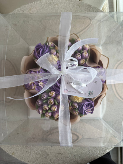 RAVEN - Bouquet of 7 Floral Cupcakes - Edible Florals - Deluxe Bouquet - Edible Arrangements - Fresh and Delicate Cupcake Creations - Flowers in a Box - Dessert
