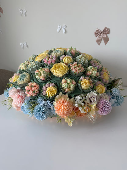 PASTELS - Levitating Bouquet Series - Edible Arrangements - Edible Floral Centrepieces - Cupcake Dome - Dessert