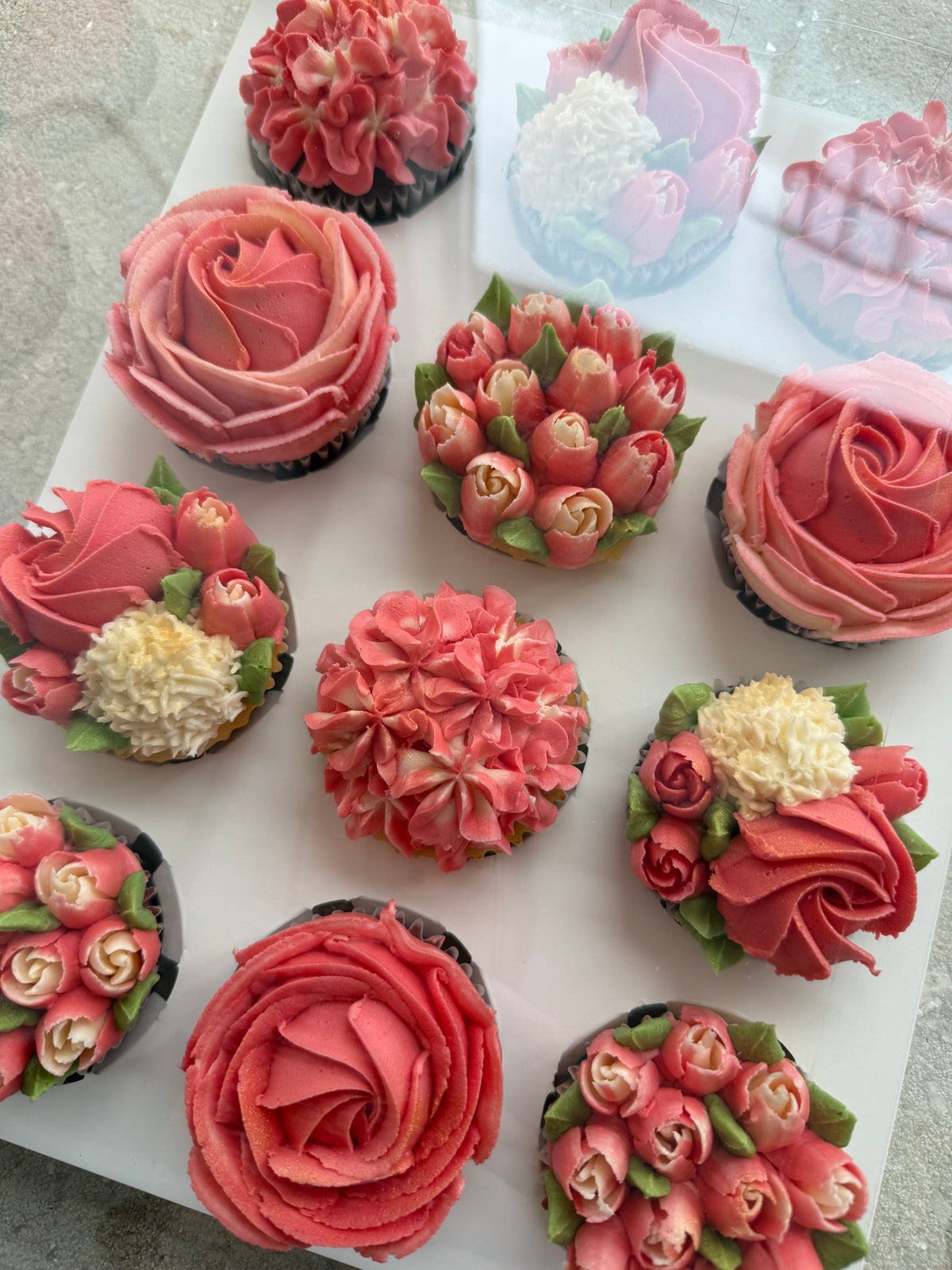 LOVE - Box of 12 Floral Cupcakes - Edible Florals - Classic Standard 12 - Edible Arrangements - Fresh and Delicate Cupcake Creations - Dessert