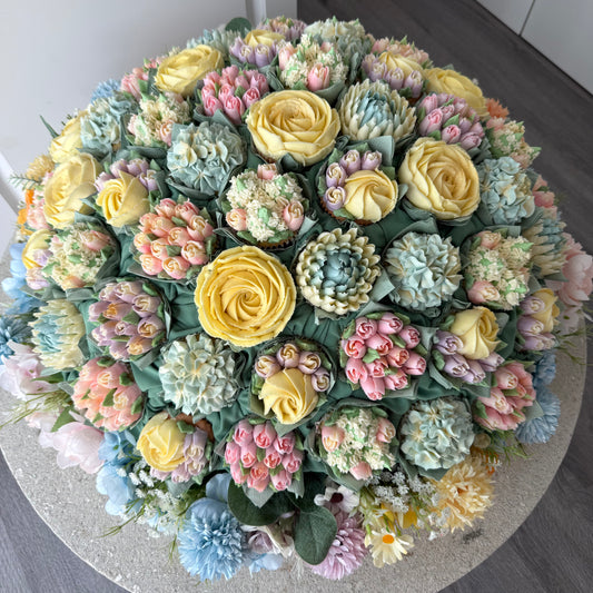 PASTELS - Levitating Bouquet Series - Edible Arrangements - Edible Floral Centrepieces - Cupcake Dome - Dessert