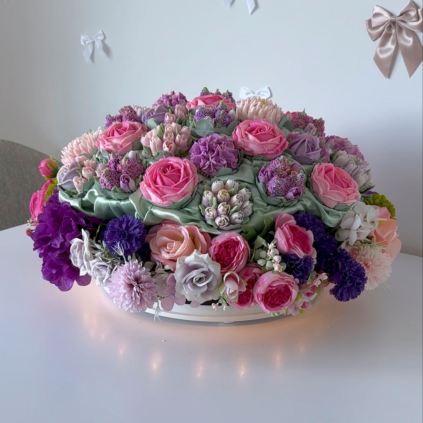 PINK AND PURPLE - Levitating Bouquet Series - Edible Arrangements - Edible Floral Centrepieces - Cupcake Dome - Dessert