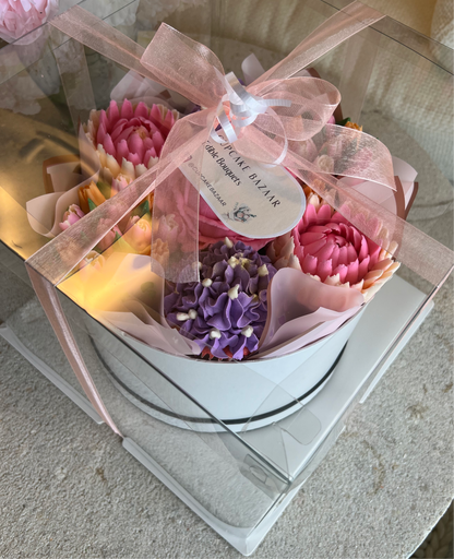 SOLEIL - Bouquet of 7 Floral Cupcakes - Edible Florals - Deluxe Bouquet - Edible Arrangements - Fresh and Delicate Cupcake Creations - Flowers in a Box - Dessert