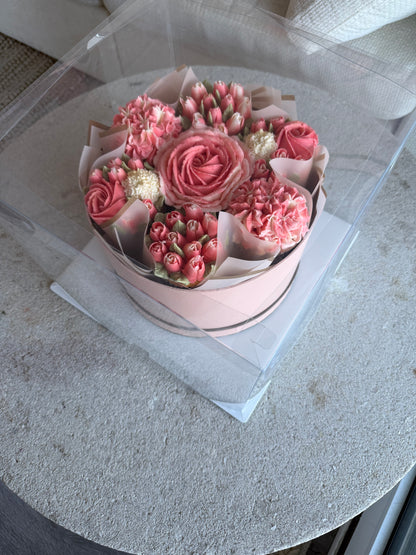 LOVE - Bouquet of 7 Floral Cupcakes - Edible Florals - Deluxe Bouquet - Edible Arrangements - Fresh and Delicate Cupcake Creations - Flowers in a Box - Dessert