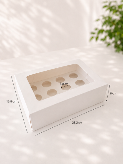 Luxury 12 Mini Window-Lid Cupcake Box - Pack of 10