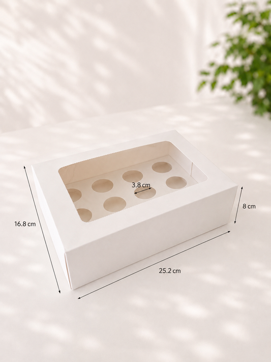 Luxury 12 Mini Window-Lid Cupcake Box - Pack of 10