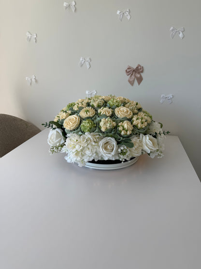 IVORY BLOOM - Levitating Bouquet Series - Edible Arrangements - Edible Floral Centrepieces - Cupcake Dome - Dessert