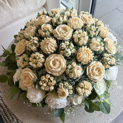 IVORY BLOOM - Levitating Bouquet Series - Edible Arrangements - Edible Floral Centrepieces - Cupcake Dome - Dessert