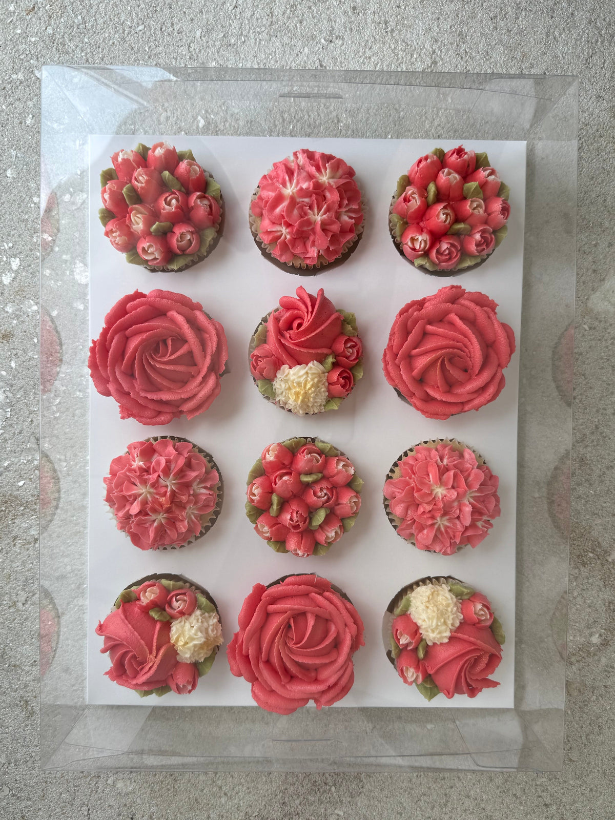 LOVE - Box of 12 Floral Cupcakes - Edible Florals - Classic Standard 12 - Edible Arrangements - Fresh and Delicate Cupcake Creations - Dessert