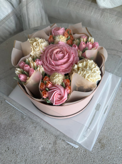 ENCHANTED GARDEN - Bouquet of 7 Floral Cupcakes - Edible Florals - Deluxe Bouquet - Edible Arrangements - Fresh and Delicate Cupcake Creations - Flowers in a Box - Dessert