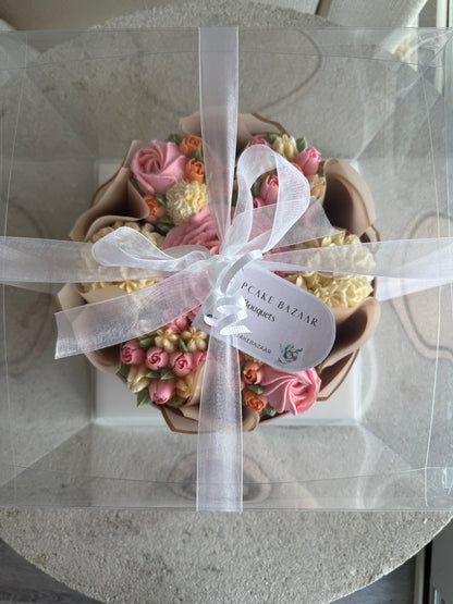 ENCHANTED GARDEN - Bouquet of 7 Floral Cupcakes - Edible Florals - Deluxe Bouquet - Edible Arrangements - Fresh and Delicate Cupcake Creations - Flowers in a Box - Dessert