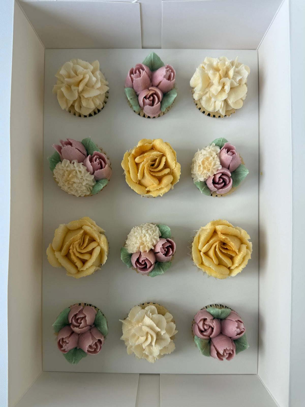CREAMSICLE - Box of Mini 12 Floral Cupcakes - Edible Florals - Classic Mini 12 - Edible Arrangements - Fresh and Delicate Cupcake Creations - Dessert