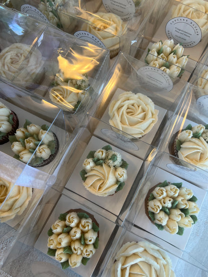 Individually Wrapped Floral Cupcakes - Edible Florals - Favour Boxes - Fresh and Delicate Cupcake Creations - Dessert