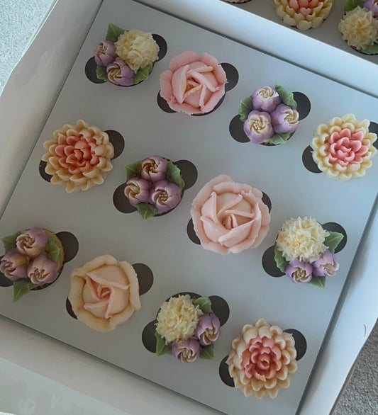 FAIRY - Box of Mini 12 Floral Cupcakes - Edible Florals - Classic Mini 12 - Edible Arrangements - Fresh and Delicate Cupcake Creations - Dessert