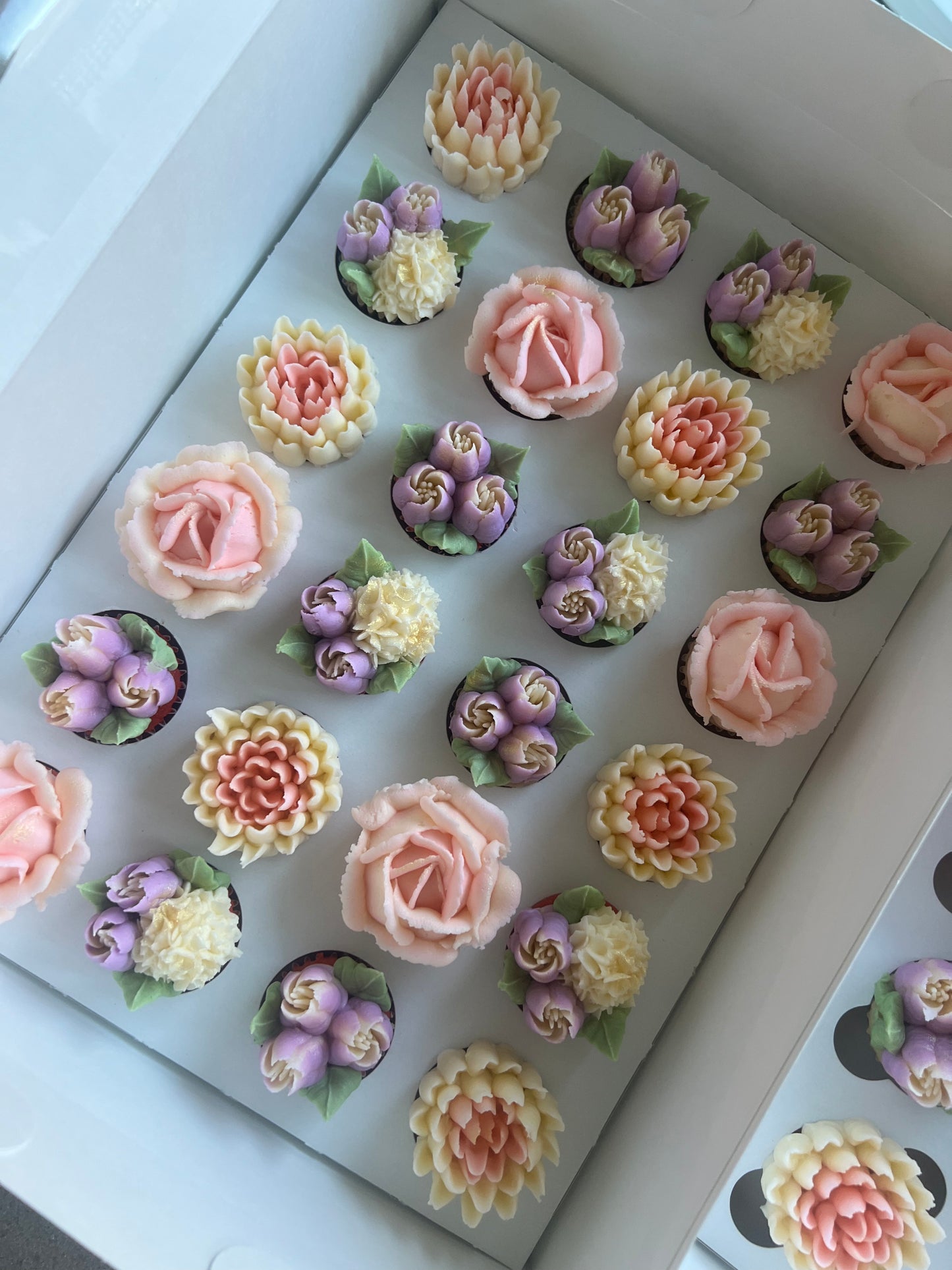 FAIRY - Box of Mini 24 Floral Cupcakes - Edible Florals - Classic Mini 24 - Edible Arrangements - Fresh and Delicate Cupcake Creations - Dessert