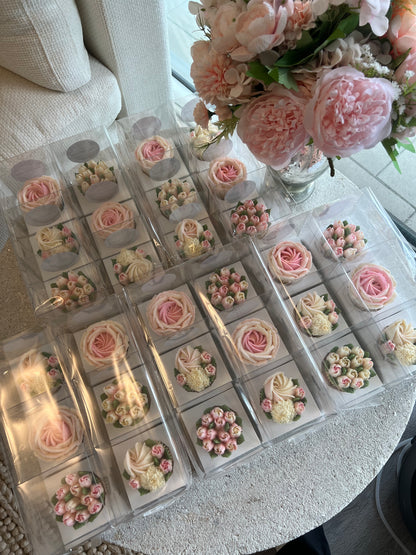 Individually Wrapped Floral Cupcakes - Edible Florals - Favour Boxes - Fresh and Delicate Cupcake Creations - Dessert
