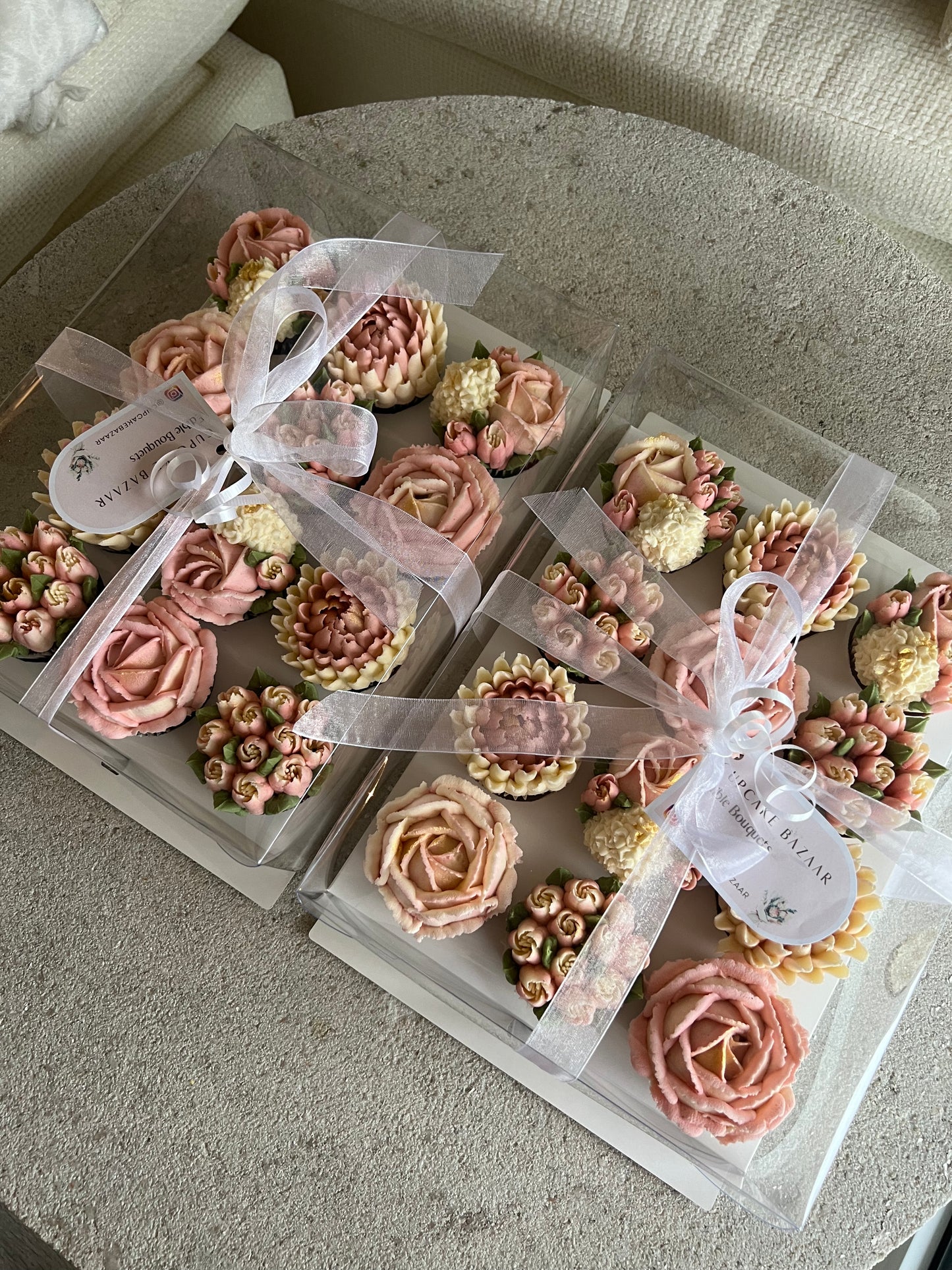 BLUSH - Box of 12 Floral Cupcakes - Edible Florals - Classic Standard 12 - Edible Arrangements - Fresh and Delicate Cupcake Creations - Dessert