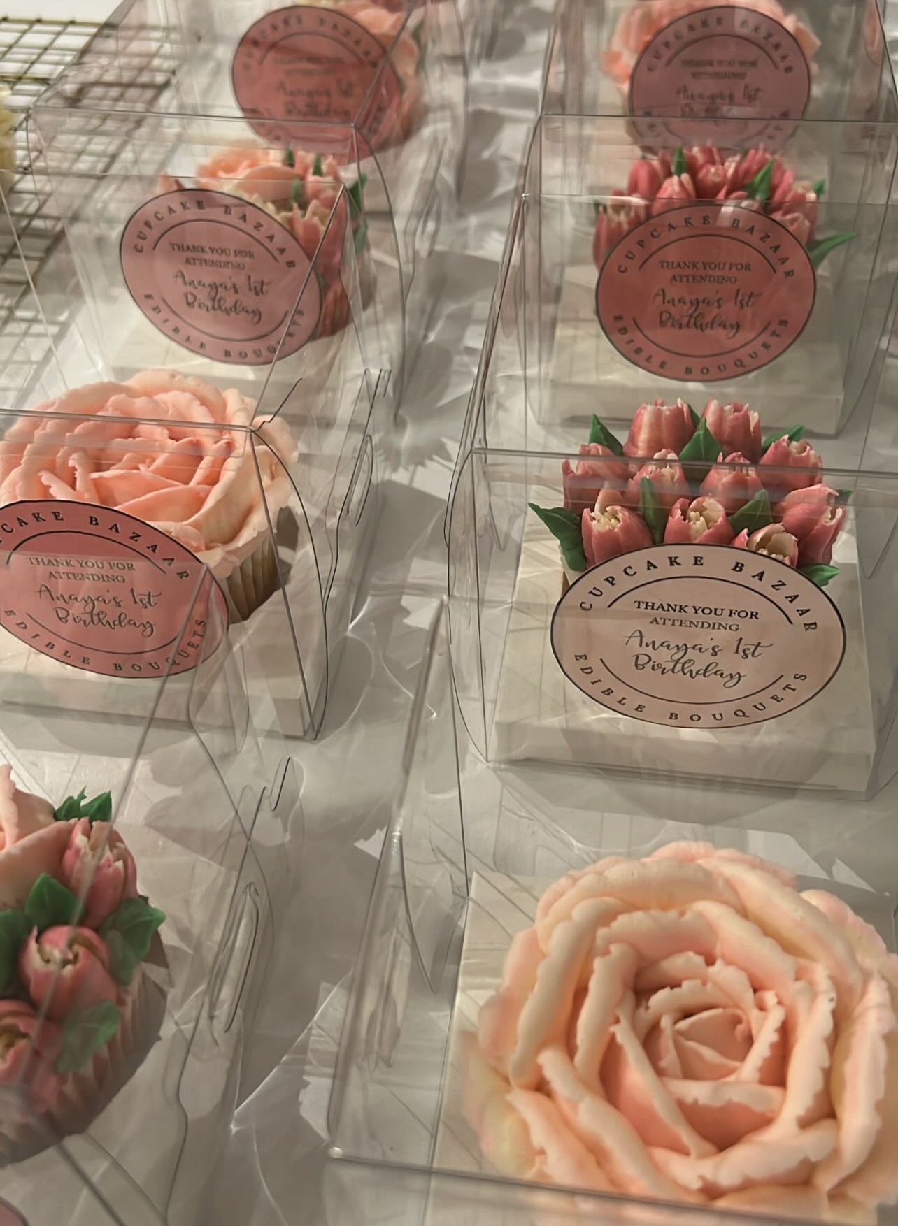 Individually Wrapped Floral Cupcakes - Edible Florals - Favour Boxes - Fresh and Delicate Cupcake Creations - Dessert