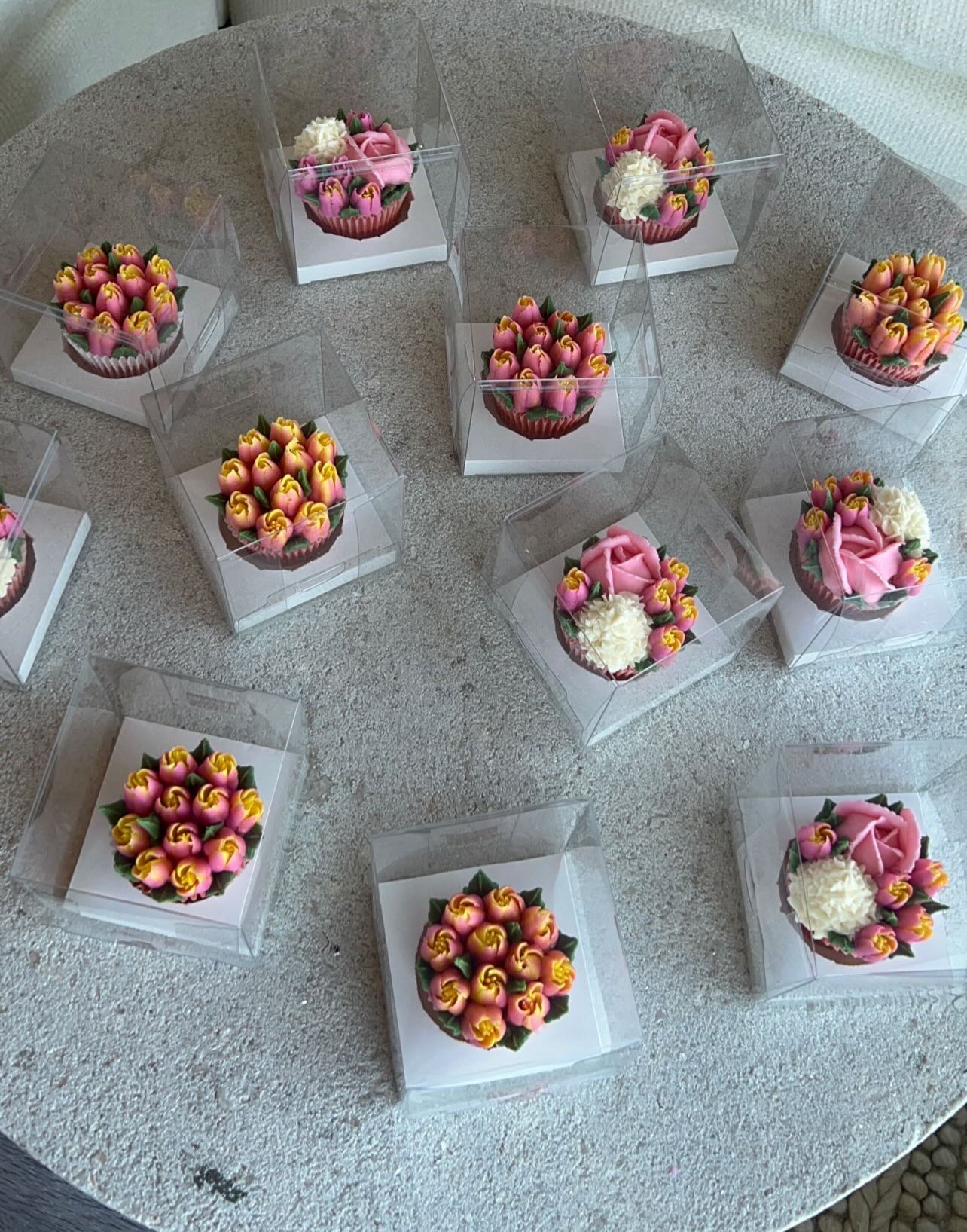 Individually Wrapped Floral Cupcakes - Edible Florals - Favour Boxes - Fresh and Delicate Cupcake Creations - Dessert