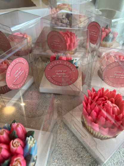 Individually Wrapped Floral Cupcakes - Edible Florals - Favour Boxes - Fresh and Delicate Cupcake Creations - Dessert