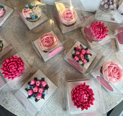 Individually Wrapped Floral Cupcakes - Edible Florals - Favour Boxes - Fresh and Delicate Cupcake Creations - Dessert