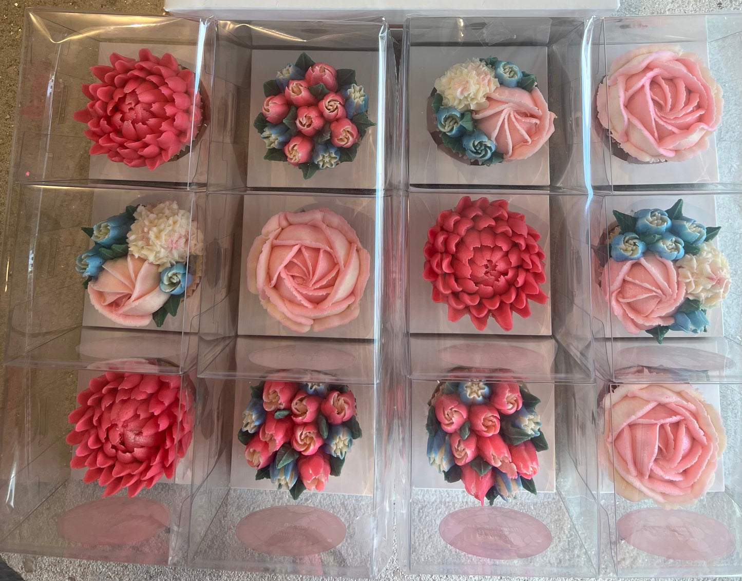 Individually Wrapped Floral Cupcakes - Edible Florals - Favour Boxes - Fresh and Delicate Cupcake Creations - Dessert