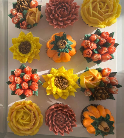 LIMITED EDITION - Box of 12 Floral Cupcakes - Edible Florals - Classic Standard 12 - Edible Arrangements - Fresh and Delicate Cupcake Creations - Dessert