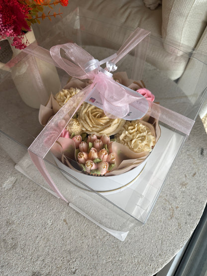 PINK CHAMPAGNE - Bouquet of 7 Floral Cupcakes - Edible Florals - Deluxe Bouquet - Edible Arrangements - Fresh and Delicate Cupcake Creations - Flowers in a Box - Dessert