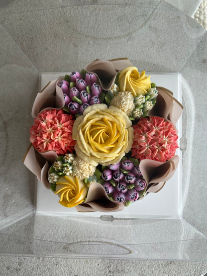 RUMI - Bouquet of 7 Floral Cupcakes - Edible Florals - Deluxe Bouquet - Edible Arrangements - Fresh and Delicate Cupcake Creations - Flowers in a Box - Dessert