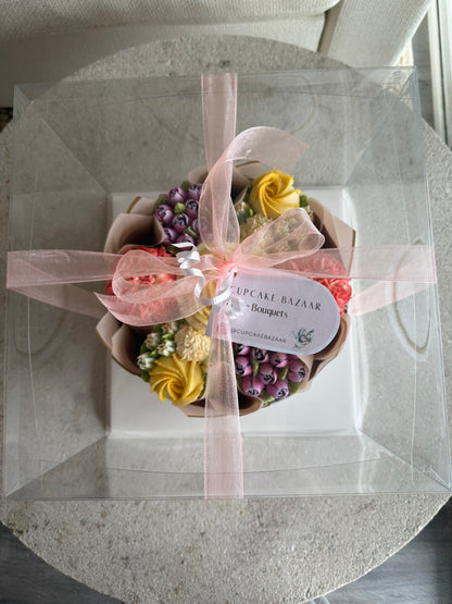 RUMI - Bouquet of 7 Floral Cupcakes - Edible Florals - Deluxe Bouquet - Edible Arrangements - Fresh and Delicate Cupcake Creations - Flowers in a Box - Dessert