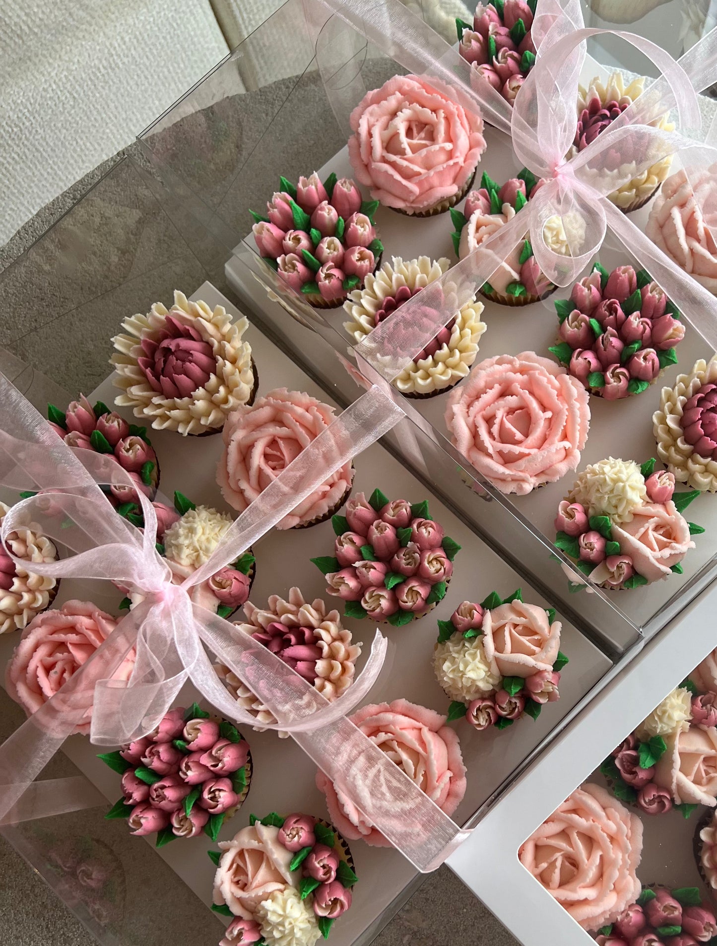 QUEENIE - Box of 12 Floral Cupcakes - Edible Florals - Classic Standard 12 - Edible Arrangements - Fresh and Delicate Cupcake Creations - Dessert