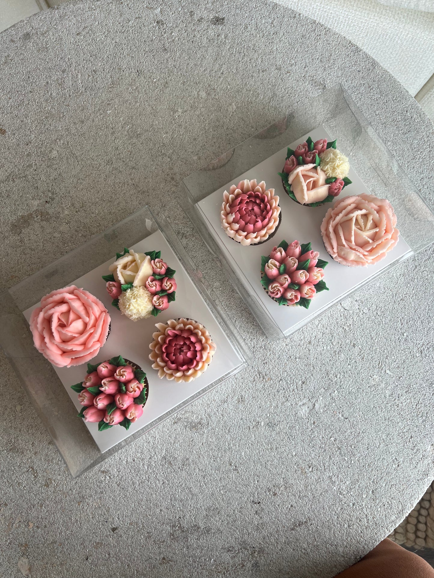 QUEENIE - Box of 4 Floral Cupcakes - Edible Florals - Classic Standard 4 - Edible Arrangements - Fresh and Delicate Cupcake Creations - Dessert