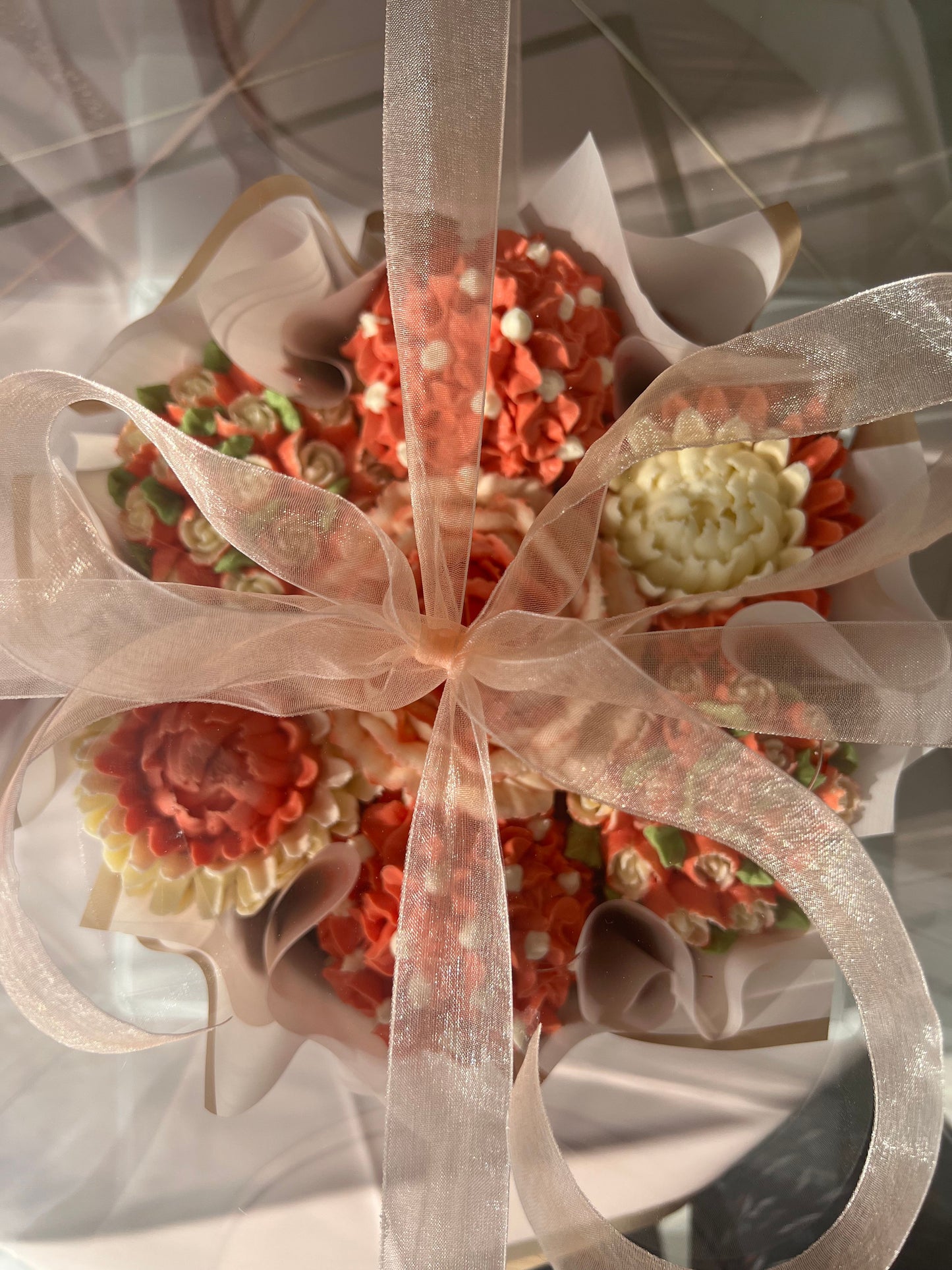 LOVE - Bouquet of 7 Floral Cupcakes - Edible Florals - Deluxe Bouquet - Edible Arrangements - Fresh and Delicate Cupcake Creations - Flowers in a Box - Dessert