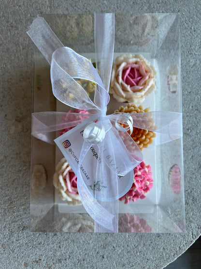 VINTAGE - Box of 6 Floral Cupcakes - Edible Florals - Classic Standard 6 - Edible Arrangements - Fresh and Delicate Cupcake Creations - Dessert