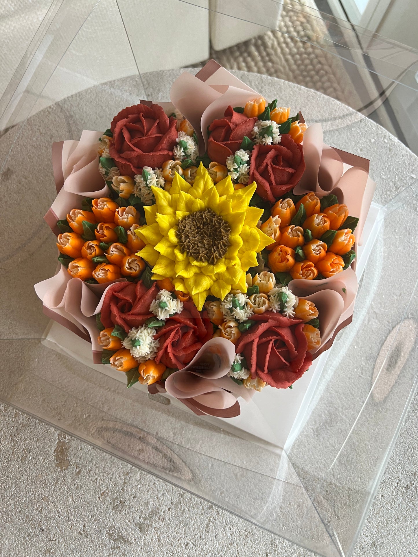 LIMITED EDITION - Bouquet of 7 Floral Cupcakes - Edible Florals - Deluxe Bouquet - Edible Arrangements - Fresh and Delicate Cupcake Creations - Flowers in a Box - Dessert