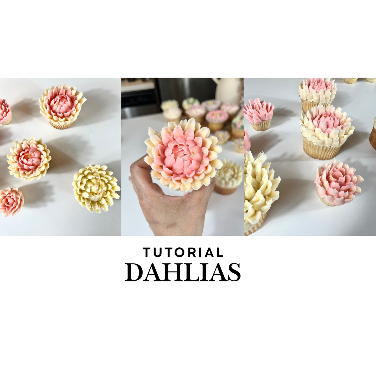 Dahlias Tutorial - How to Professionally Pipe Buttercream Florals - In-Depth Cupcake Bazaar Tutorials - Buttercream Flowers